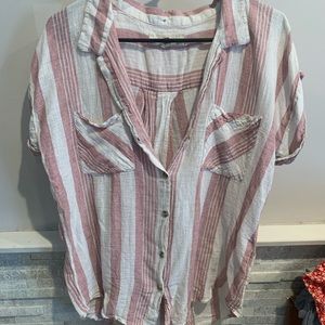 Striped button down blouse